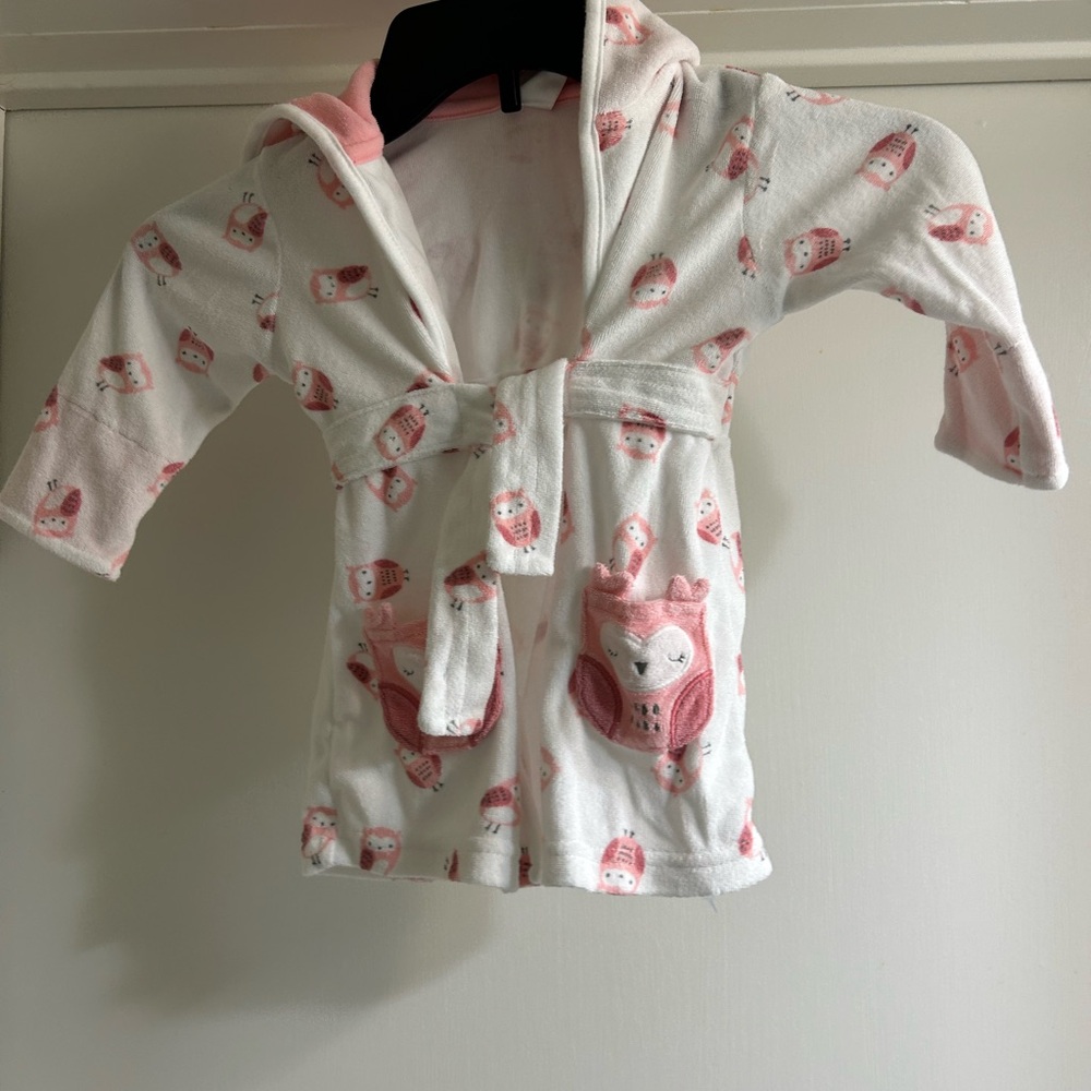 Pink and White Floral Robe Pajamas with Shawl Collar